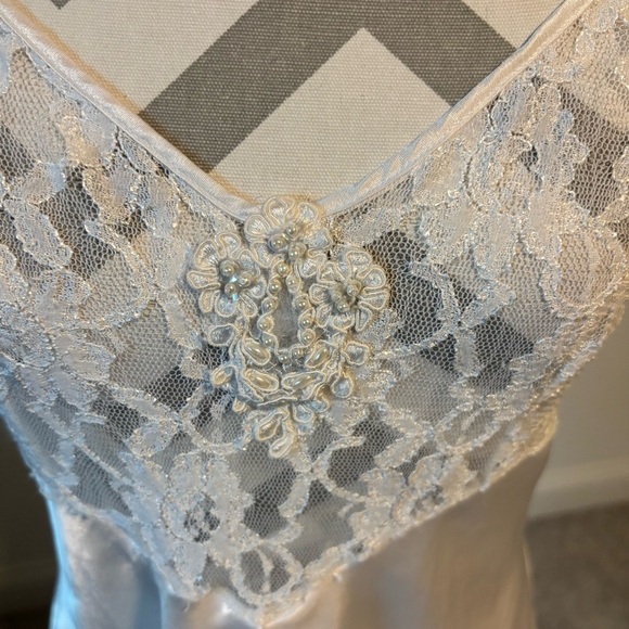 Womens Val Mode Ivory Satin & Lace Slip Dress Women’s Size Medium - Picture 3 of 7